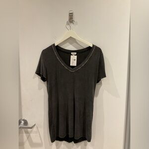 Stone Black V - Neck Top